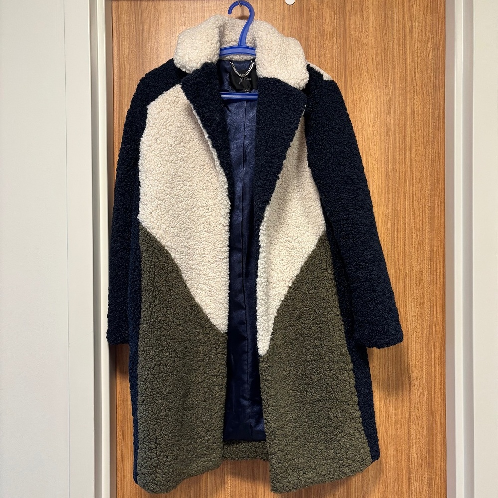 J. Crew Teddy Sherpa Coat in Colorblock